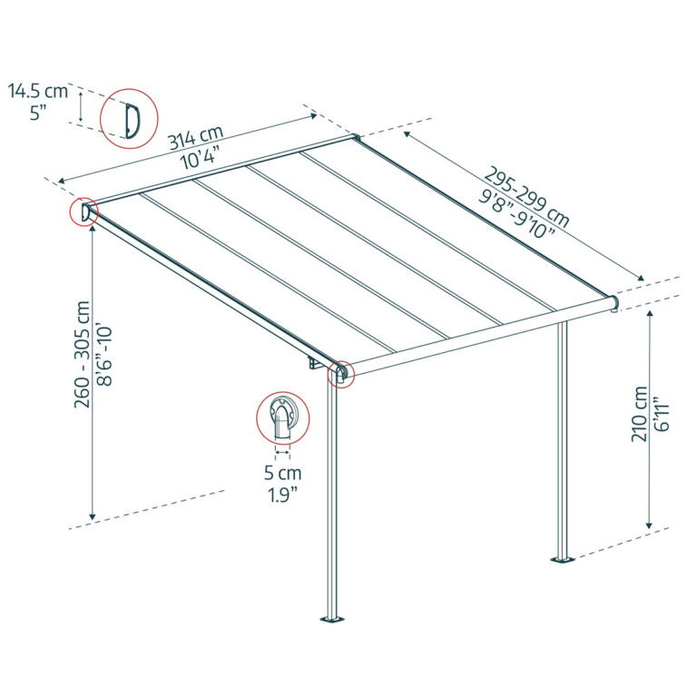 Capri 3000 antracit  3 x 3 - pergola 2